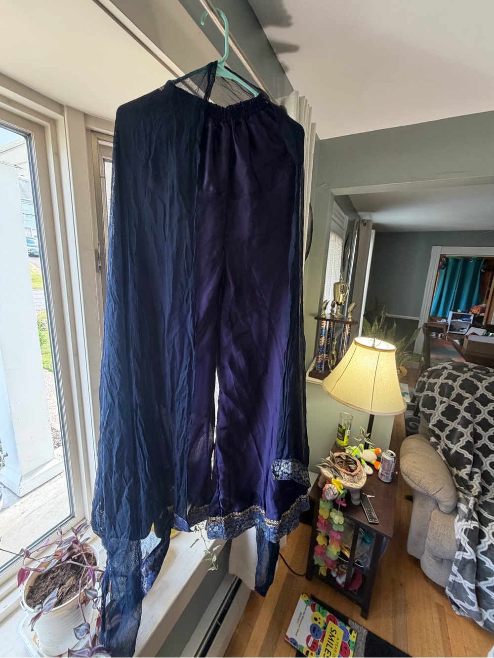 Women’s Navy Blue Lightweight Palazzo Pants and scarf